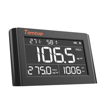 Temtop P1000 CO2 PM2.5 PM10 Air Quality Monitor, Wall Mounted Type, 7.3" Large Screen Easy to Read, Temperature Humidity Real-time Display